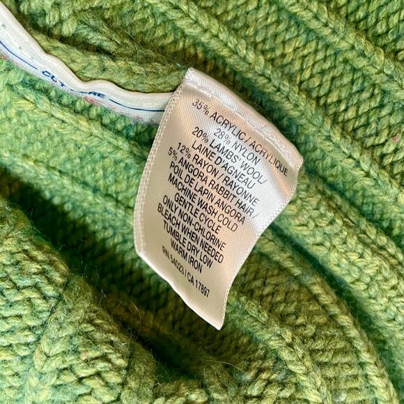 VTG Y2K Old Navy Green Knit Toggle Sweater Cowl Neck Cottagecore Cardigan Small - Picture 11 of 13
